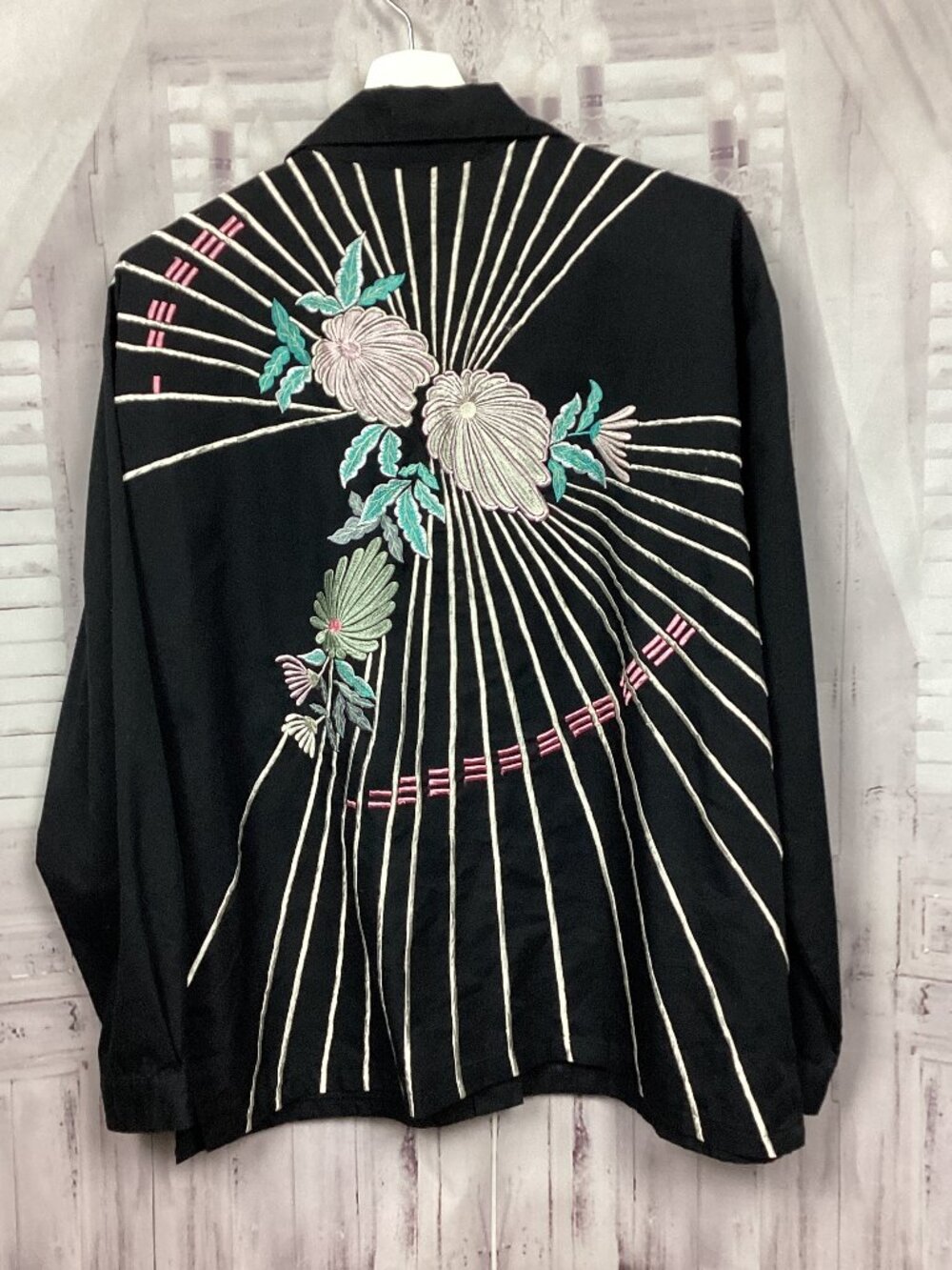 Vintage CC Sportswear Button Up Shirt Black Embroidered L